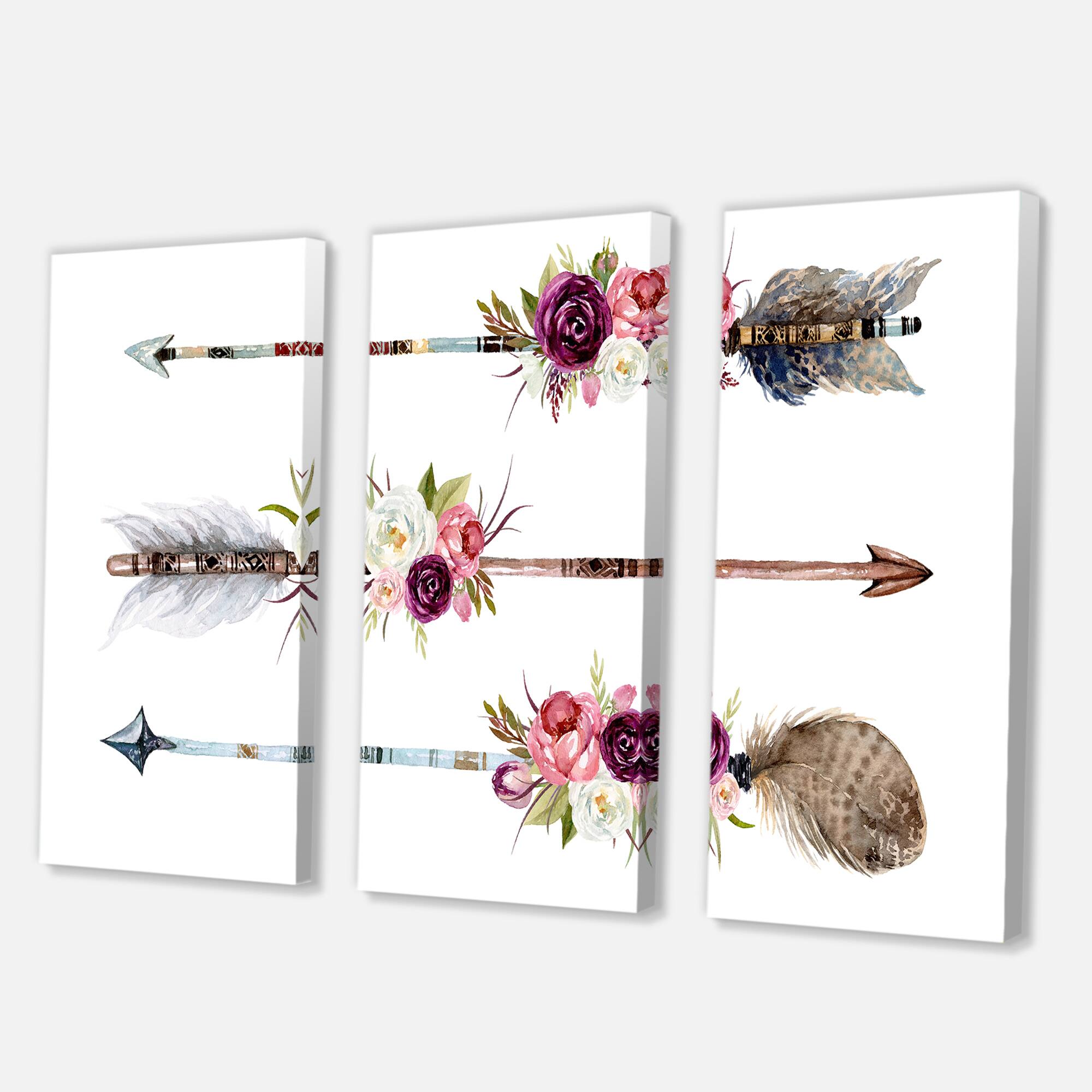 Designart - Ethnic Feathers and Flowers On Native Arrows III